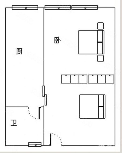 人和街42号小区1室1厅1卫45.32㎡南北90万