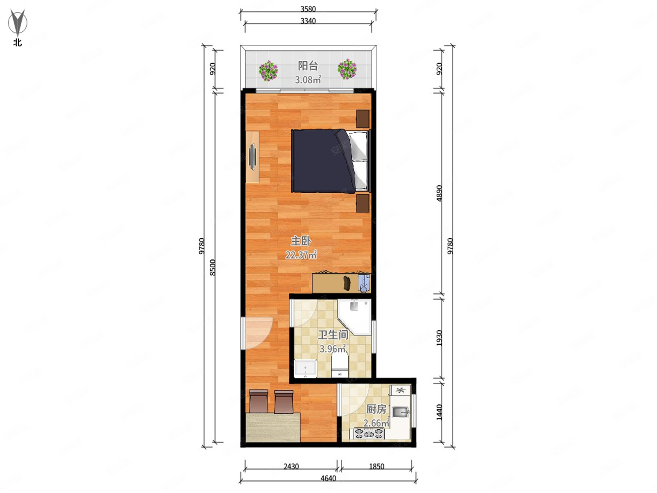 别看装修 总价低门槛小户型 ,国城花园二手房,576万,1室1厅,1卫,44