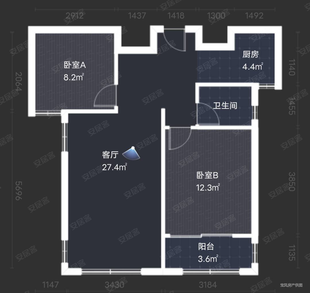 欣隆盛世朗域2室1厅1卫81.63㎡南北77.5万