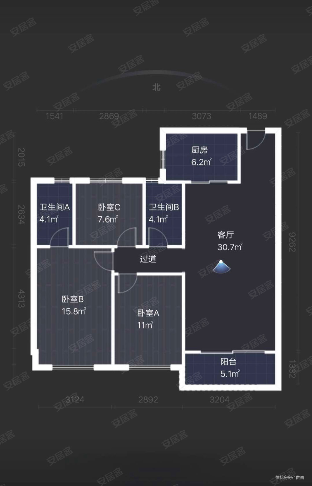 郑开碧桂园3室2厅2卫112㎡南北77万