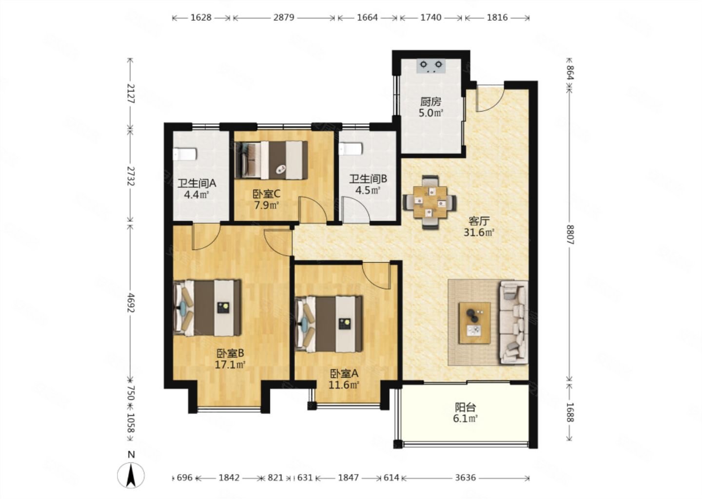 天颂花园精装可拎包入住近医院交通便利正南朝向