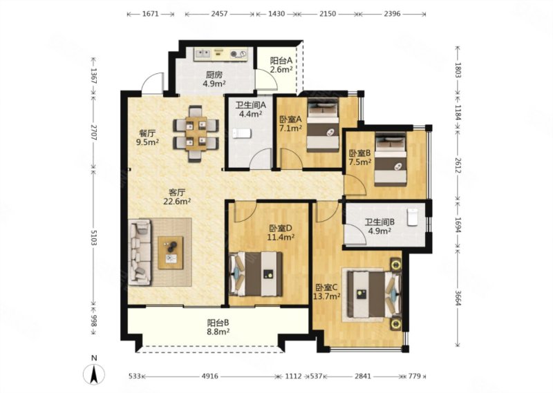 金科天宸  万象商圈  客厅阳台朝南
