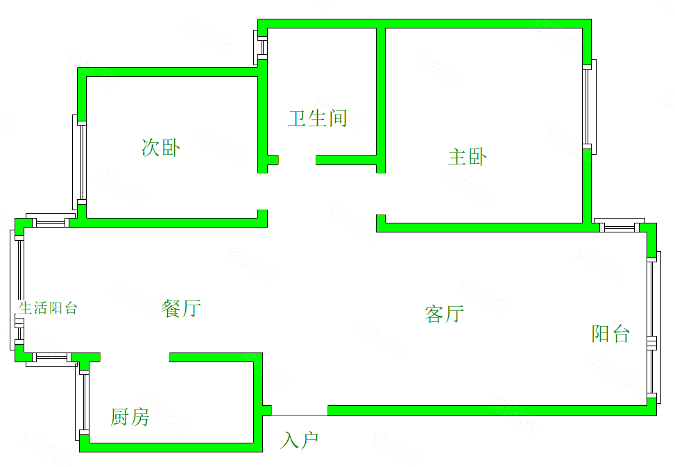 滨江华城D区2室2厅1卫92㎡南北33万