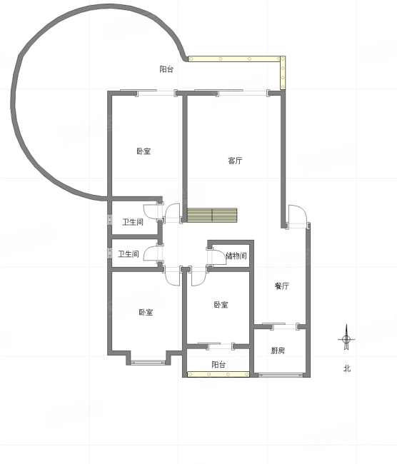 木鱼石花园3室2厅2卫144㎡南北109万