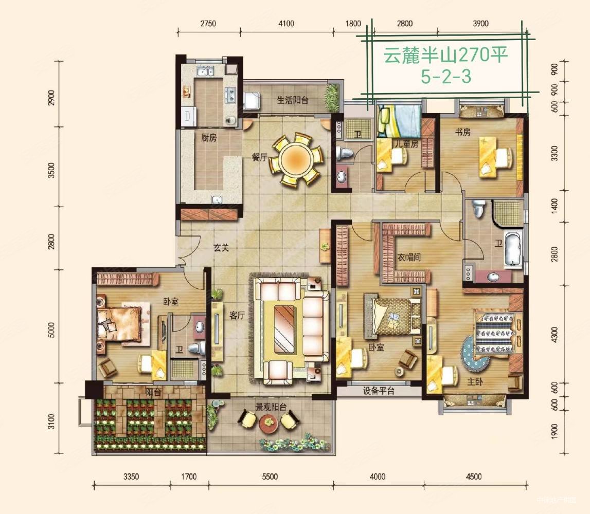 碧桂园山湖城5室2厅3卫270㎡南北128万