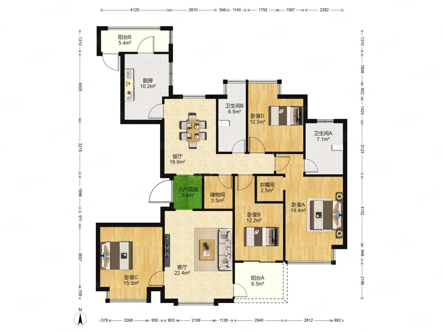恒大华府4室2厅2卫170㎡南820万