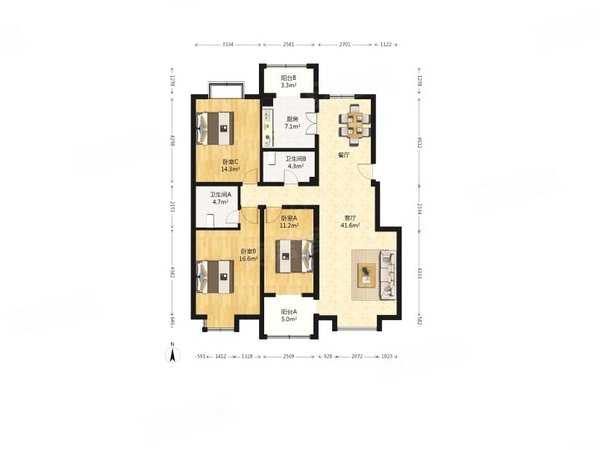 北京大兴兴华大街清城北区清澄名苑北区3室2厅 精装出租房源真实图片