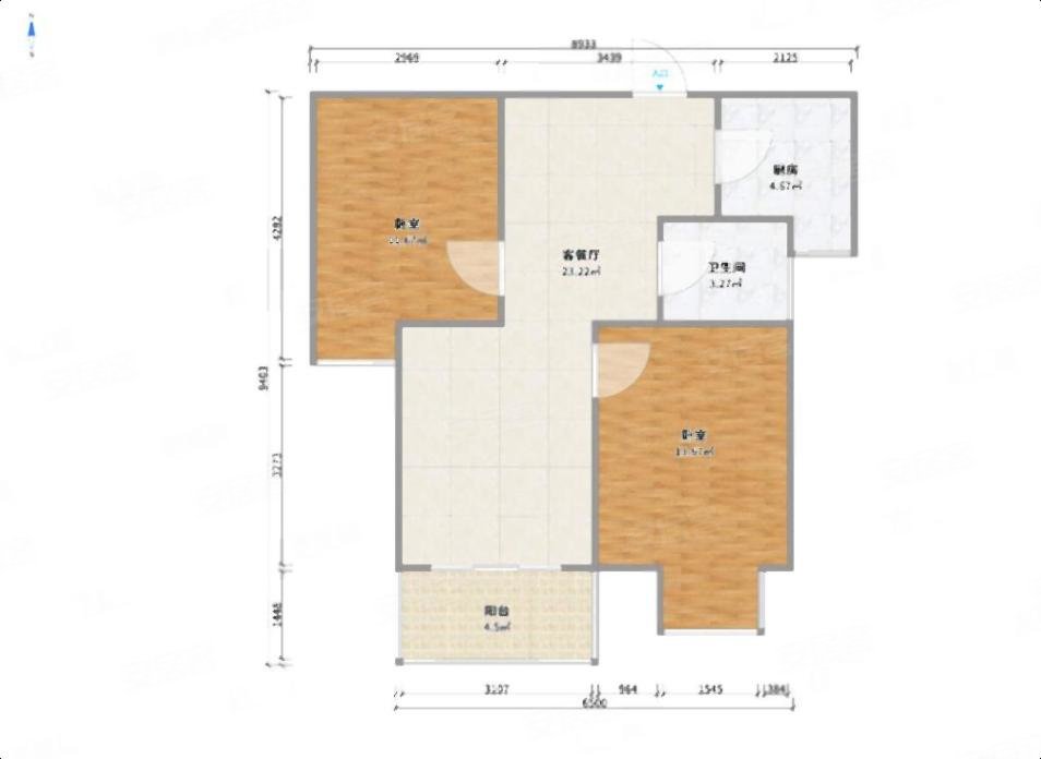 正南 2室2厅  御道嘉庭.