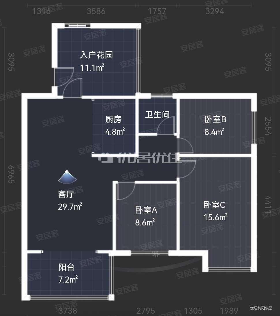 田森奥林春天(二期)3室2厅1卫88㎡东南77万