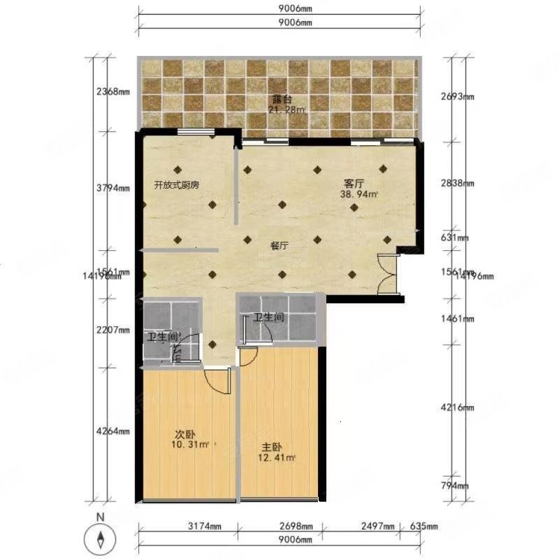 巴黎花园3室2厅2卫132㎡南北950万