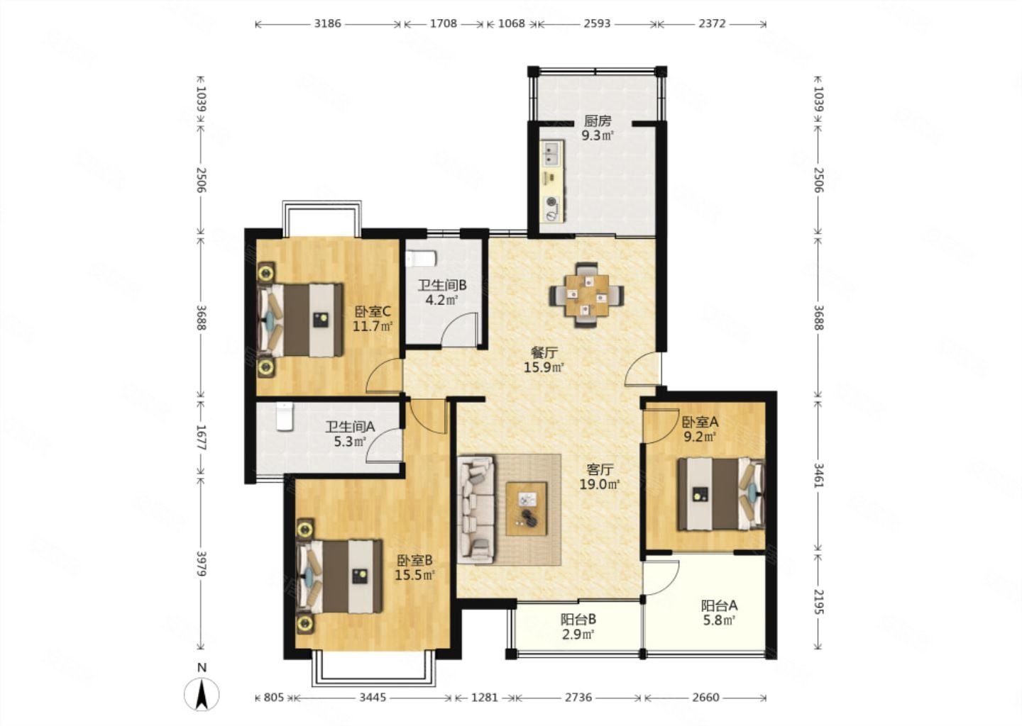 板式小高层 高新九年,天地源枫林绿洲二手房,400万,3室2厅,2卫,124