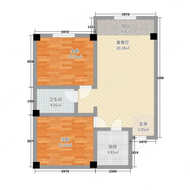 上海城2室1厅1卫97.21㎡南北57万