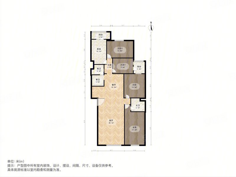 万泉新新家园4室2厅2卫205.63㎡南北3500万