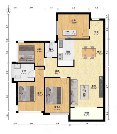 盛世瑞府4室2厅2卫107㎡南70.8万