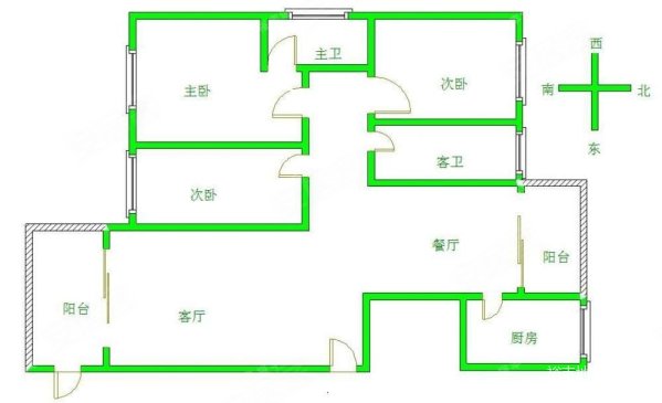 国信一号3室2厅2卫133.72㎡南北116万