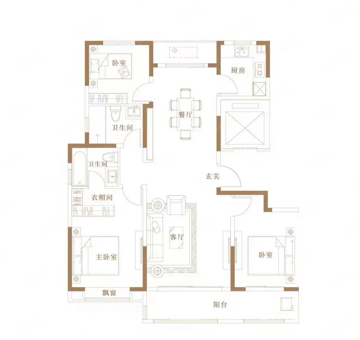 璟园璟悦府3室2厅2卫133.55㎡南275万