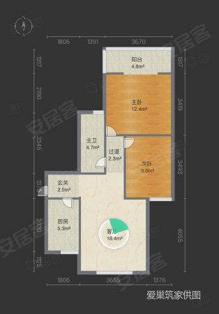 铭基凤凰城2室1厅1卫91㎡南北80万