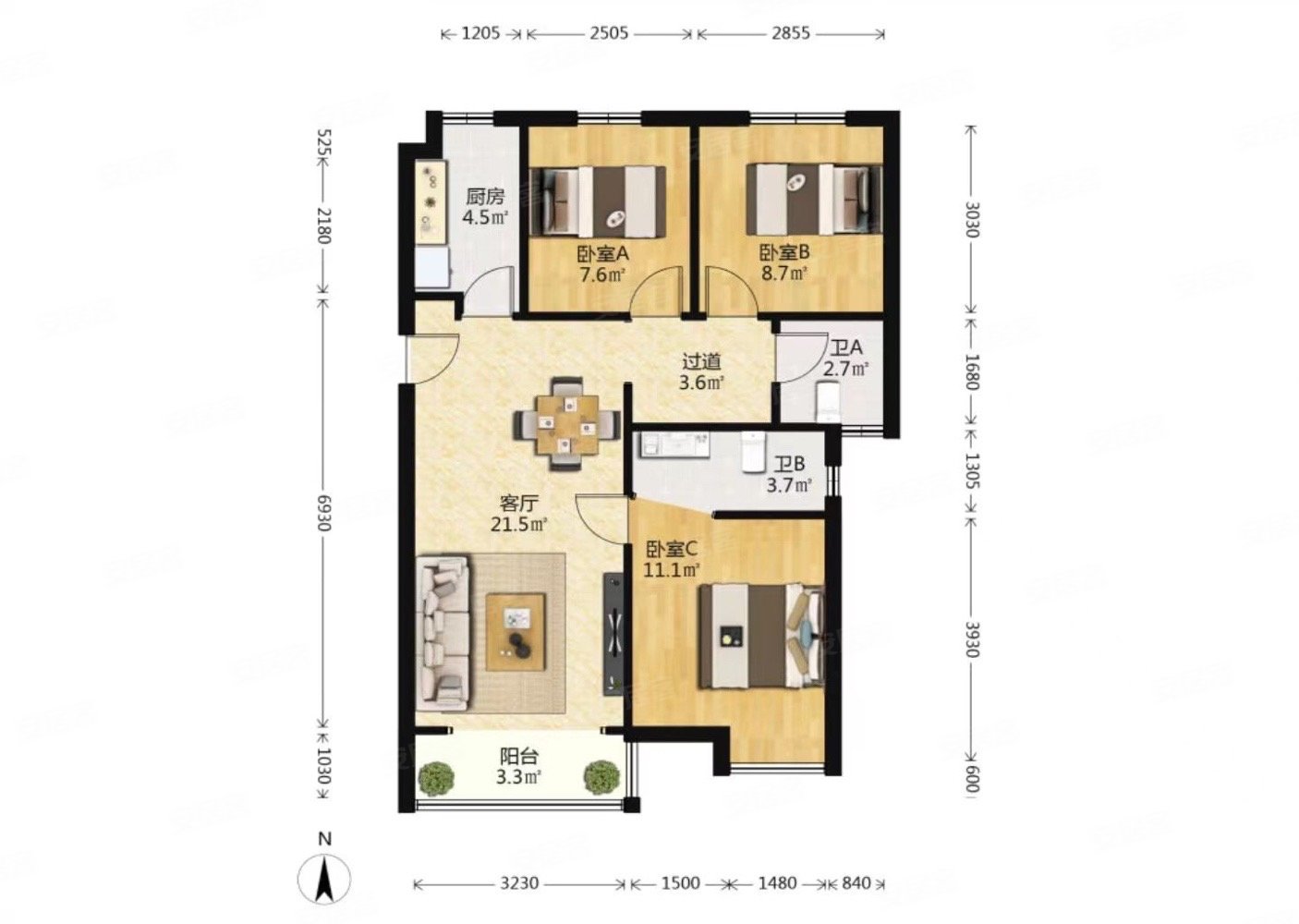 合能公馆3室精装采光好自住满二诚心出售性价比高
