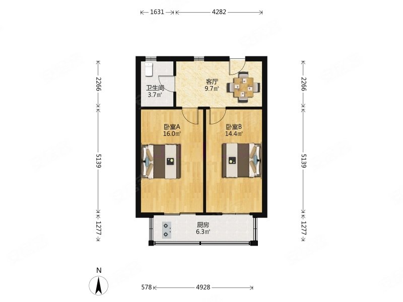 好房推荐,鹤园北里两室中间层精装,价格可谈,随时看房