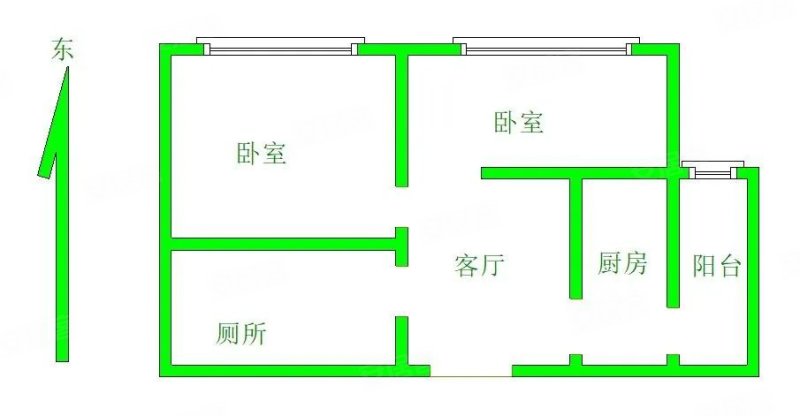 东瑞家园2室1厅1卫60.42㎡东105万