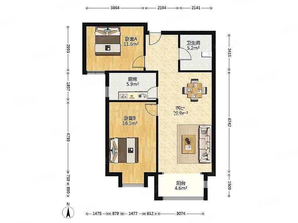 漫香郡精装两室纯南全明户型无税地铁口旁业主诚意出售