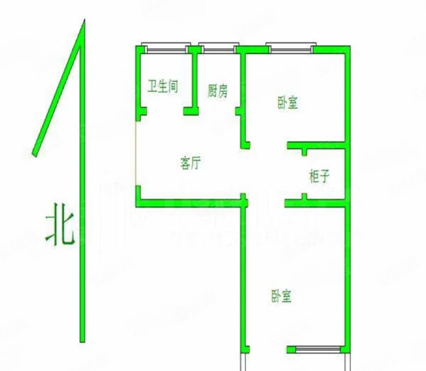 风和里小区2室1厅1卫60.91㎡南北71.6万