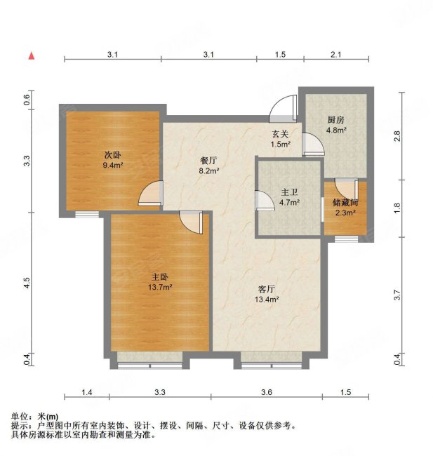 鲲玉园2室2厅1卫93㎡南北102万