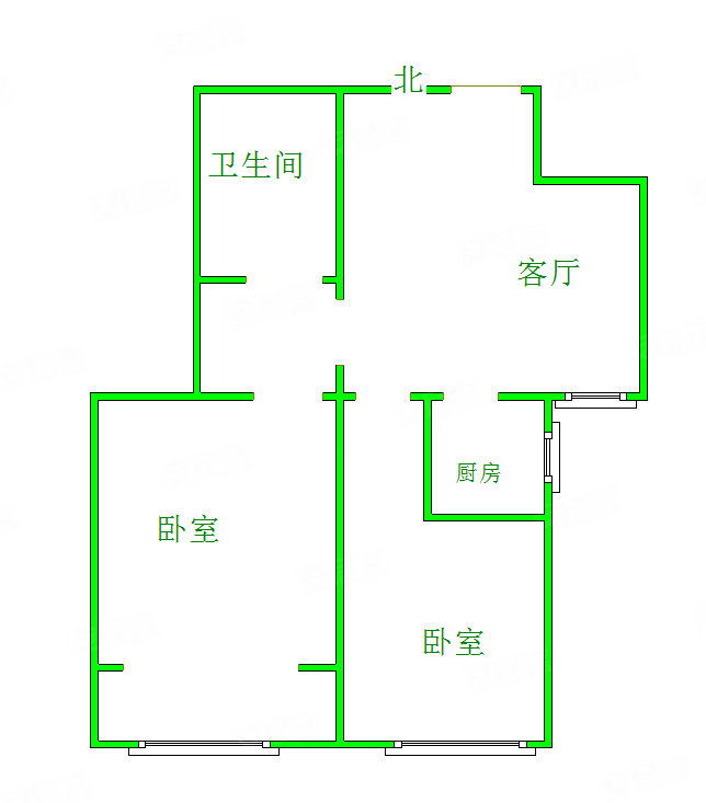 金茂府2室2厅1卫75㎡南北73万