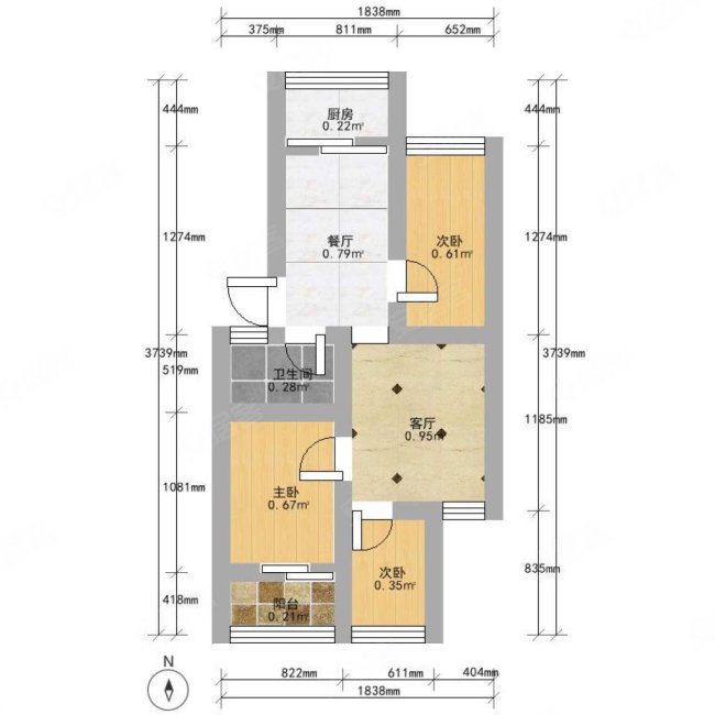 河南机电学校家属院3室2厅1卫97㎡南北255万