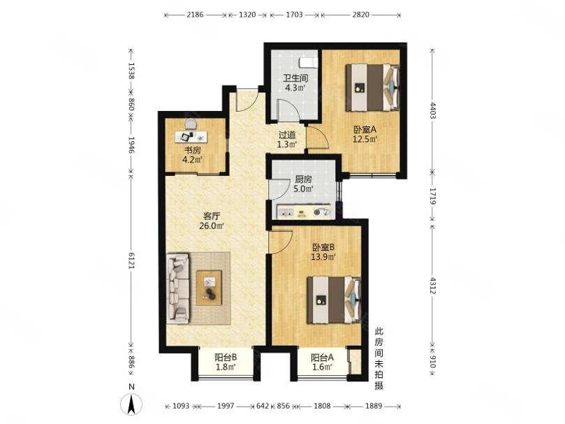 京贸国际城2室1厅9237平