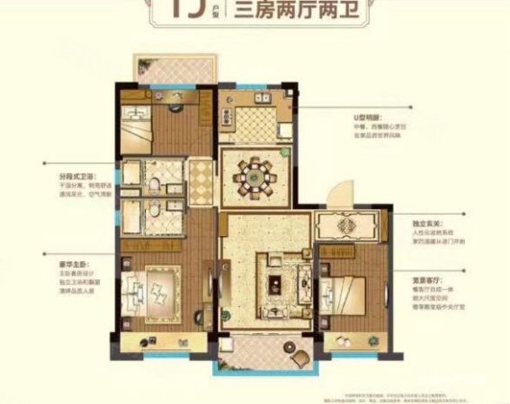 碧桂园天琴湾3室2厅2卫119.45㎡南北75万