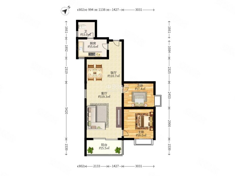 富力半岛花园2室2厅1卫75.05㎡东南245万