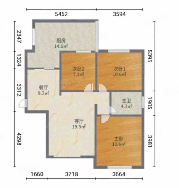 新世纪华庭3室2厅1卫118㎡南66万