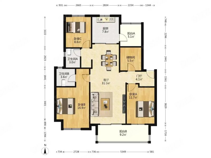 新城香悦澜山 花园洋房 四室两卫 装修好  中间楼层采光好