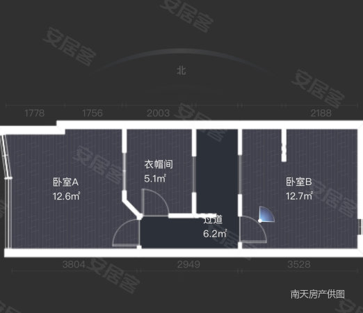 新居时代3室2厅1卫75.96㎡南北125万