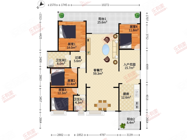 卓越维港南区5室5厅2卫176.45㎡南北0万