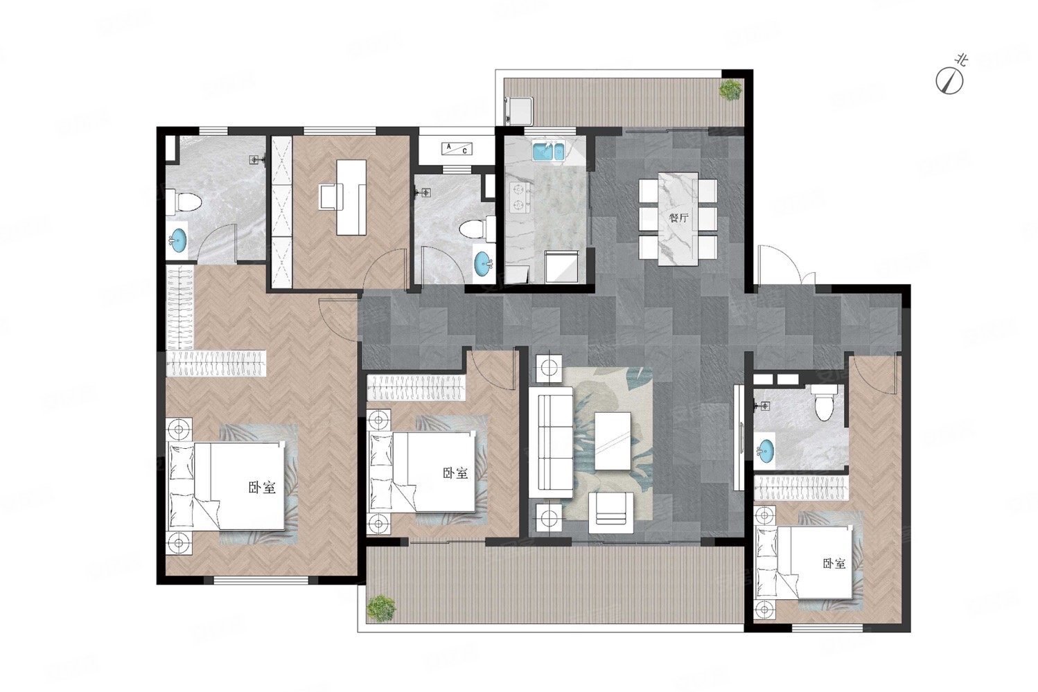 中海天玺4室2厅3卫168㎡南北290万
