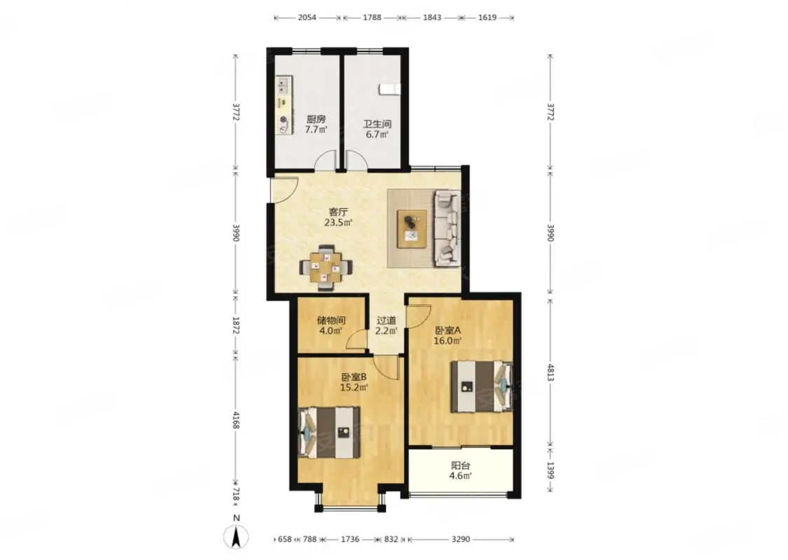 南实验旁 盛世华城精装109平 2室2厅1卫