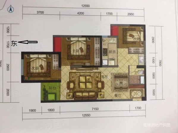 俊发城金盏苑3室2厅1卫89㎡东85万