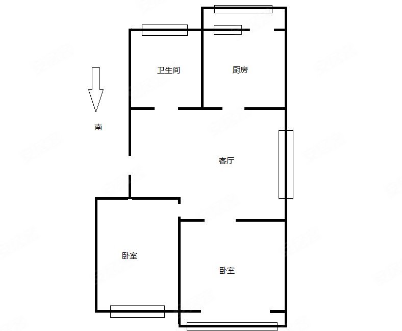 郝庄家园(西区)2室2厅1卫74.21㎡南北185万