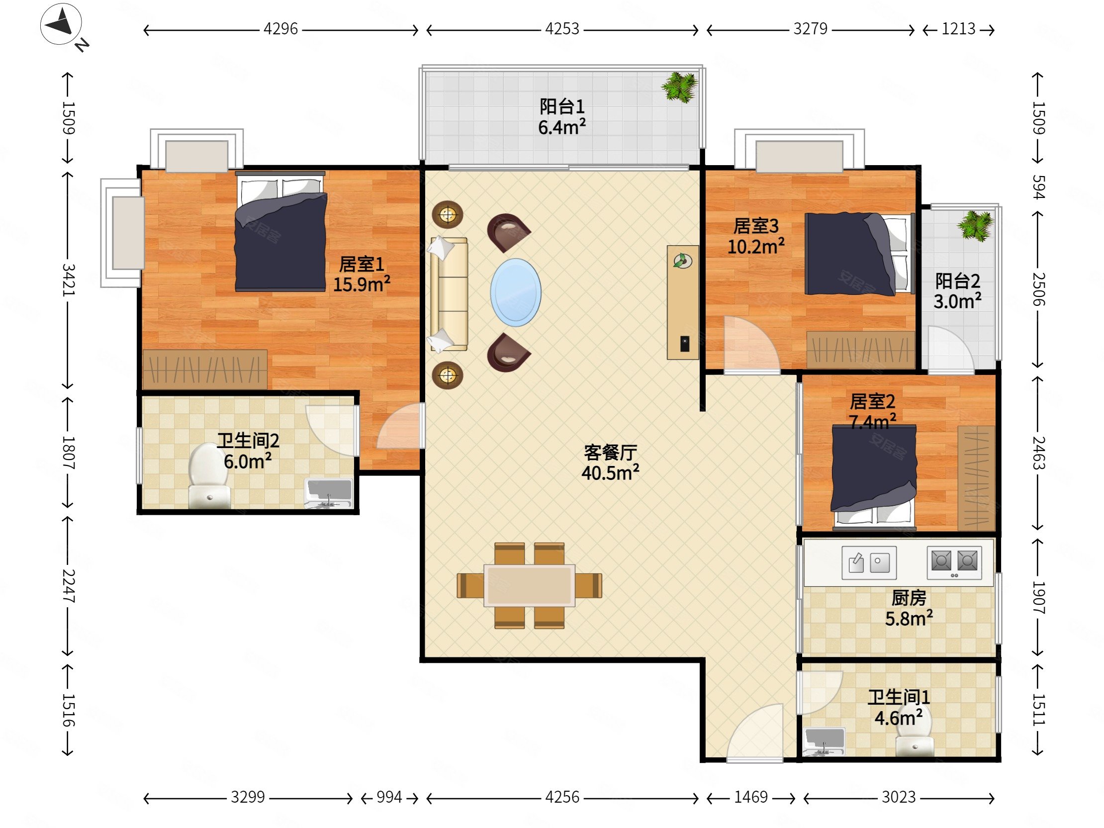 俊景豪园3室2厅2卫111.24㎡西南0万