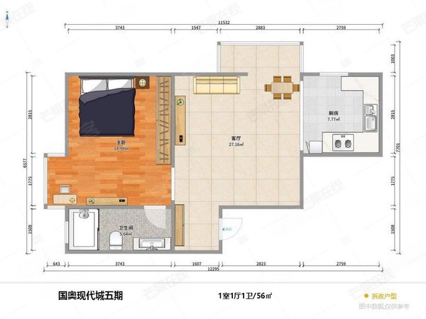 瀋陽於洪國奧現代城國奧現代城(東區)國奧現代城五期 一室一廳隨時