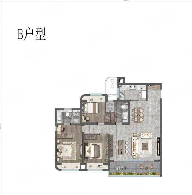 愉樾天成3室2厅2卫127㎡南北305万