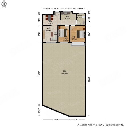 盈都江悦城2室2厅1卫66㎡南北130万