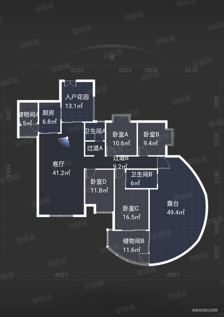 湘江豪庭走廊出阳台可做复式双阳台江景6米挑高密码看房
