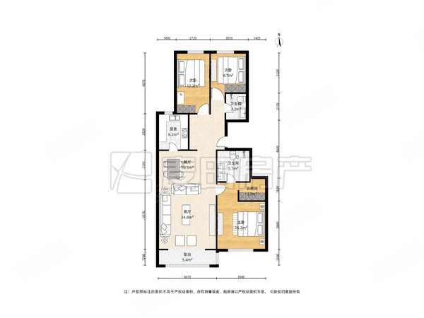 钟祥金玉府南北通透 3室2厅 金玉府出租房源真实图片