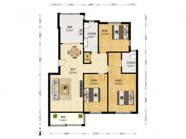 黄浦街中海上贤府自住3房2卫出租拎包入住九龙仓邂湾澜庭