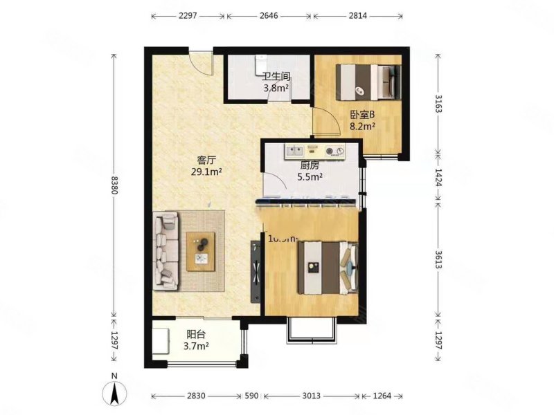 金水湾二期,两室一卫,80平18万,地板已铺好