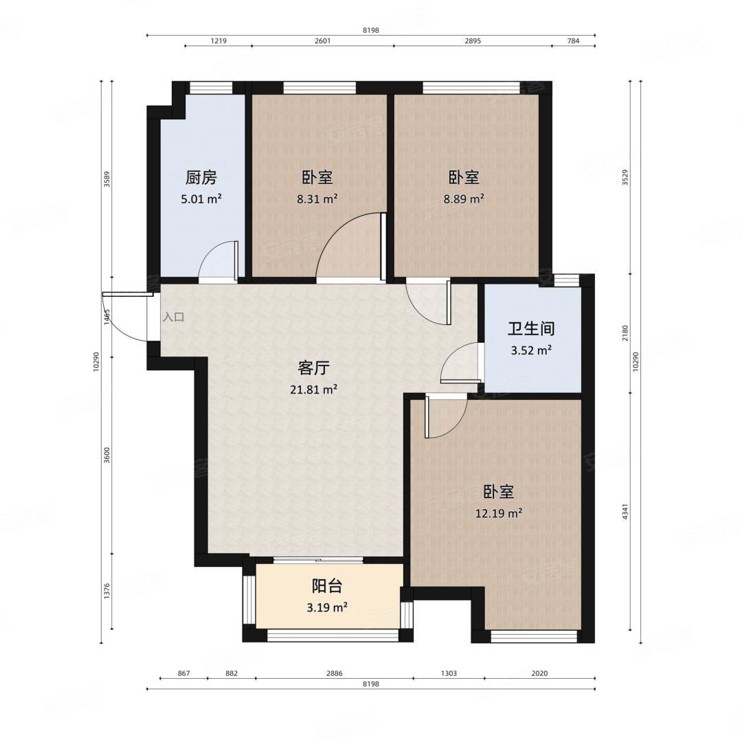 地铁10号线阳光花苑双气3房精装修110万