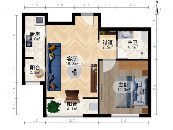 宝龙湾家园1室1厅1卫71.43㎡南249万